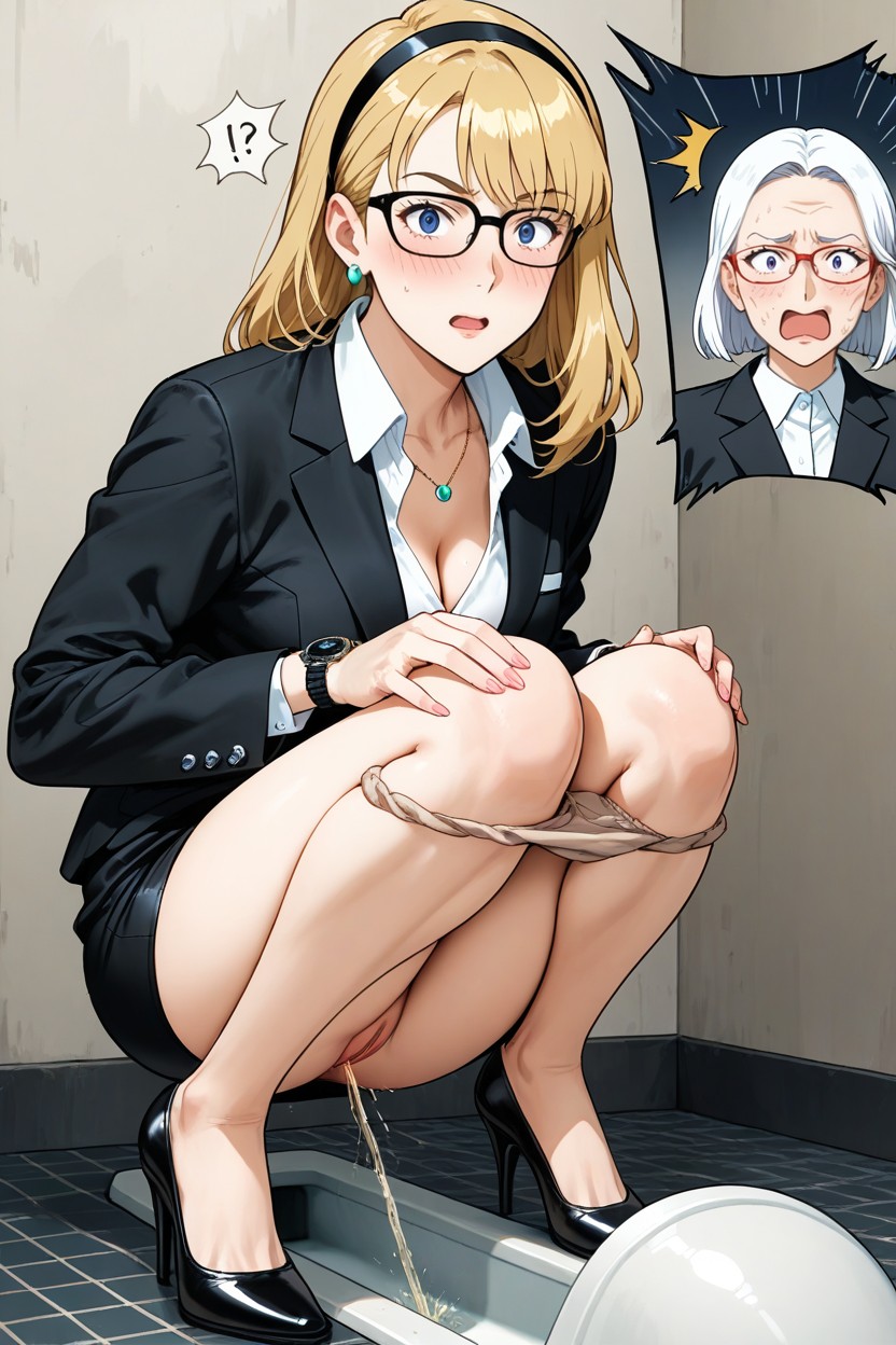 Black Blazer White Collared Shirt, Looking At The Viewer, Constipation Act Hentai IA