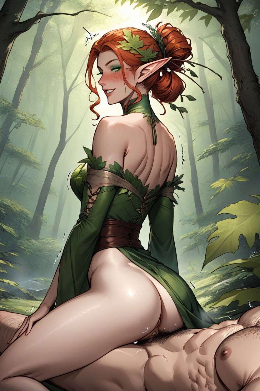 Off-shoulder, Druid, Ginger Pubic Hair Hentai AI Porn
