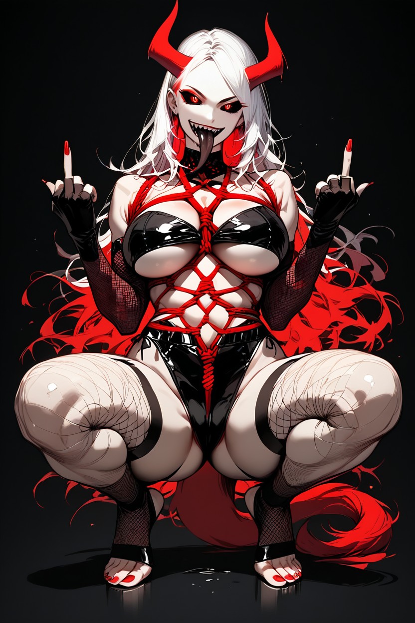 Red Lipstick, Red Horns, Wet Clothes Hentai AI Porn