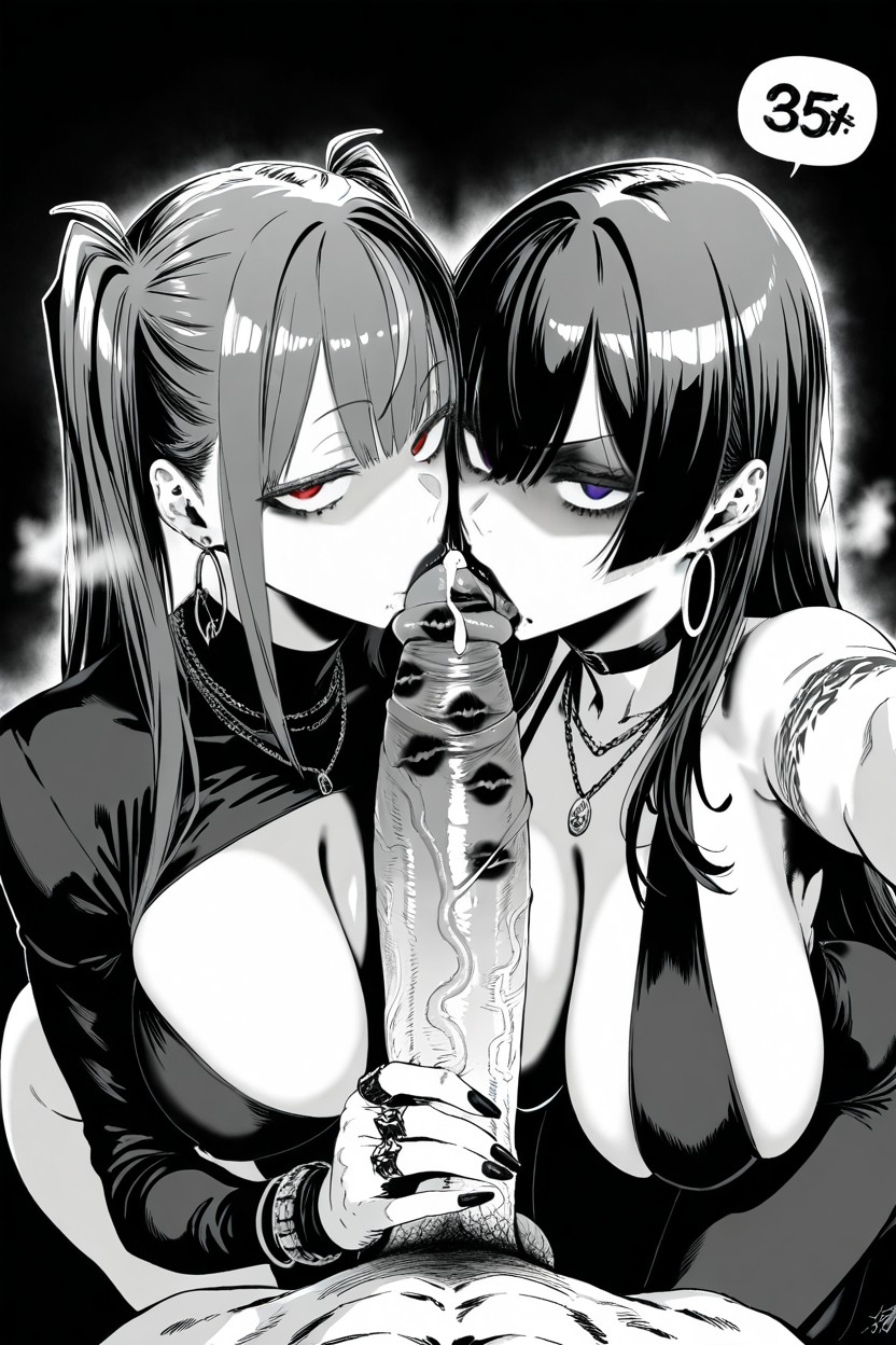 Bracelets, Hardened Gaze, Duo Blowjob Hentai AI Porn