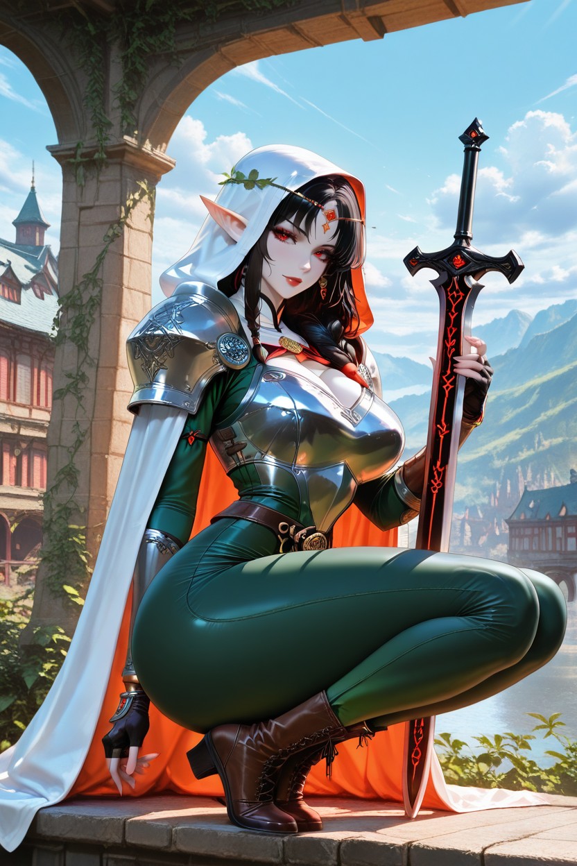 Extremely Large Ass, Perfectly Proportioned Legs, Laced Boots Allow Silent Movement Weapons Include A Hidden Blade With Ivy Designs Hentai IA