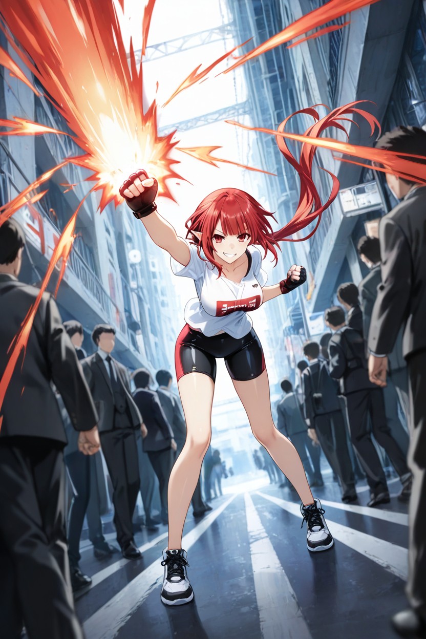 Smiling Face, Crowded, Floating Hair Hentai AI Porn