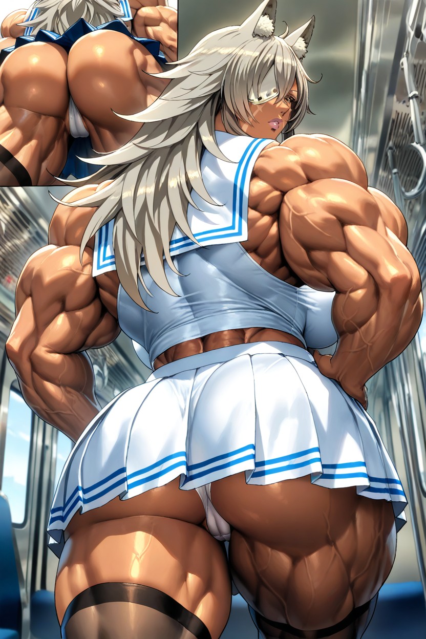 On The Train, White Panties, Half-closed Eyes Hentai AI Porn