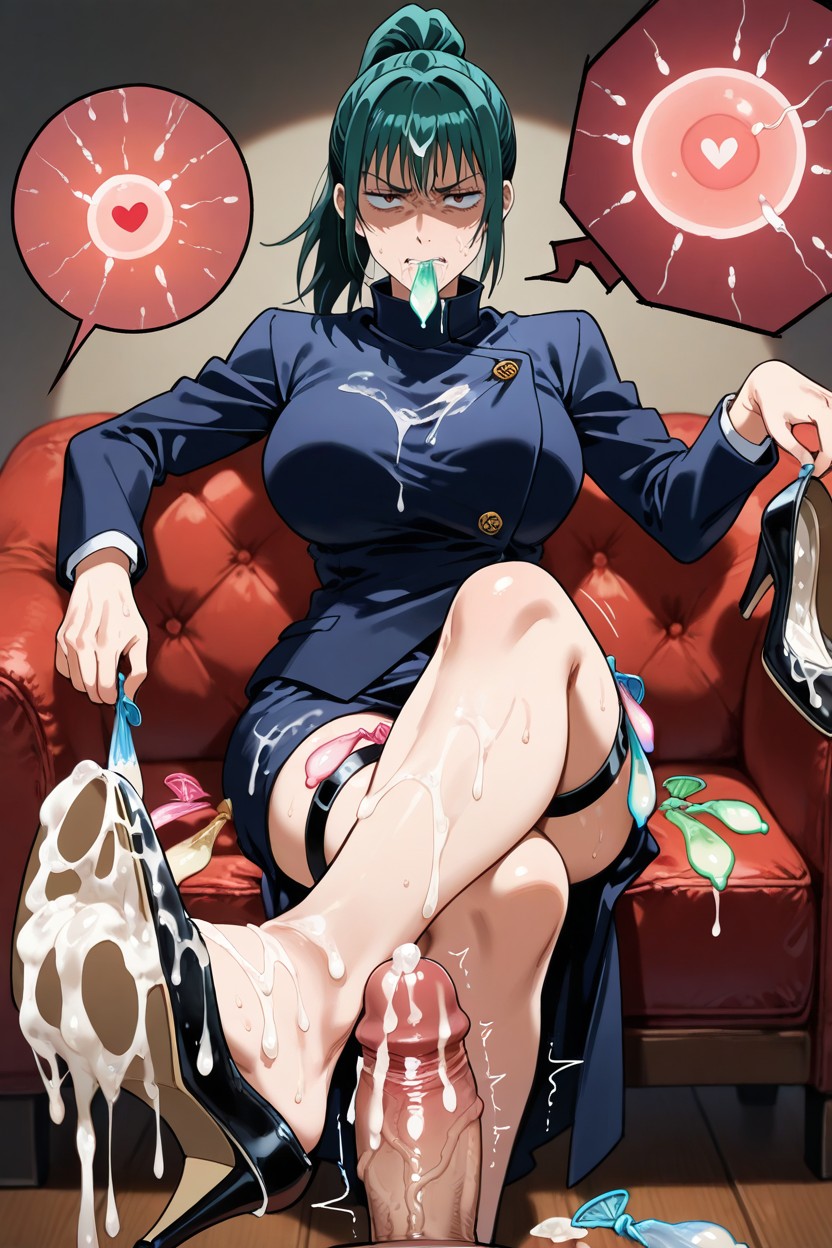 Medium Breast, Used Condom Belt, Semen Soaked High Heels Hentai AI Porn