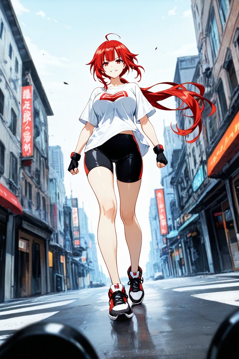 Sneakers, Fingerless Gloves, Average Height Hentai AI Porn
