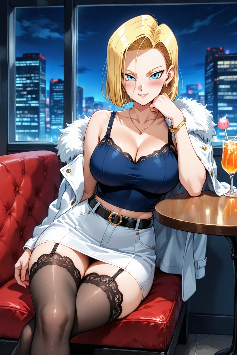 Blue Eyes, Jacket, Looking At The Viewer Hentai AI Porn