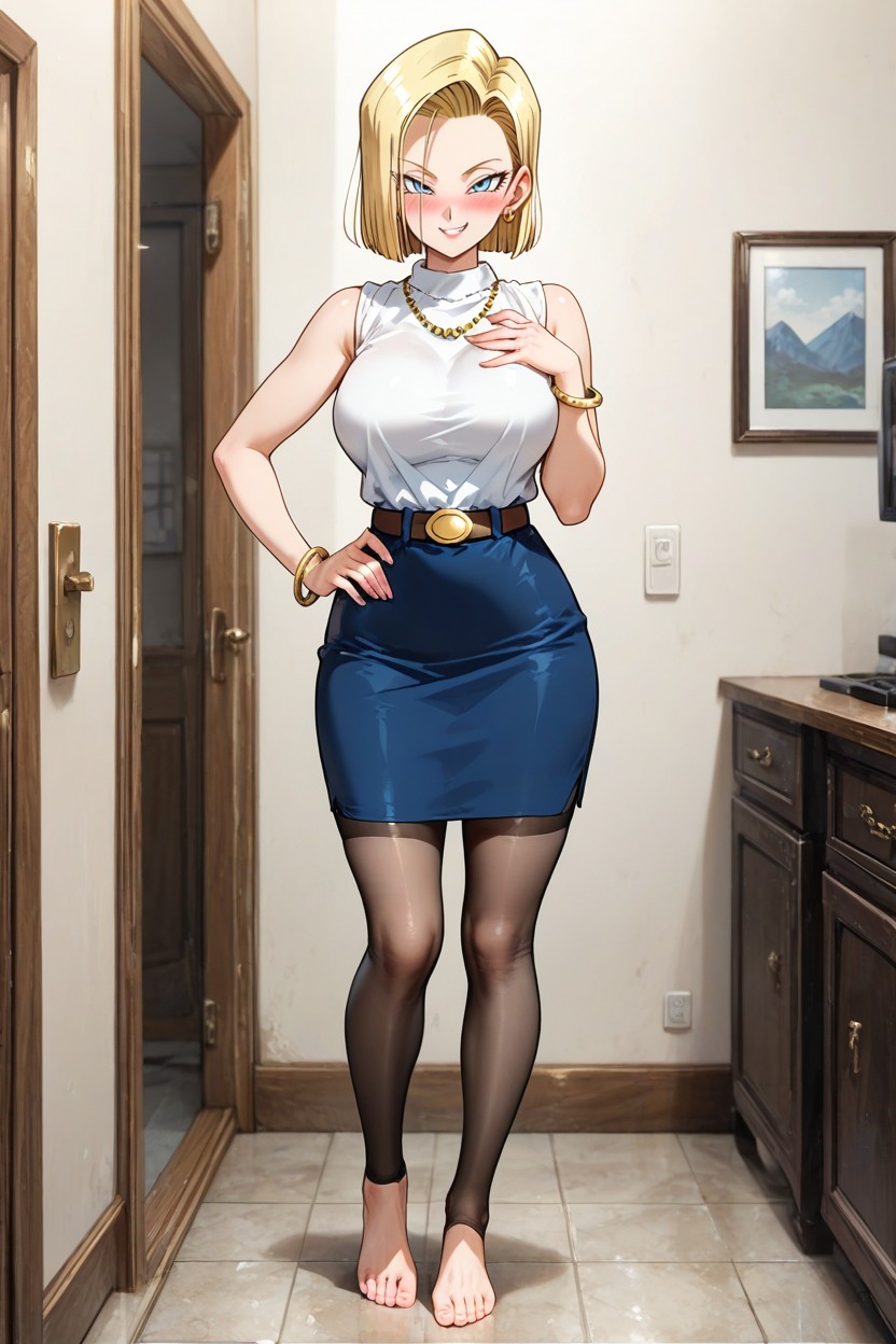 Standing, A Tight Skirt, Bare Shoulders Hentai AI Porn