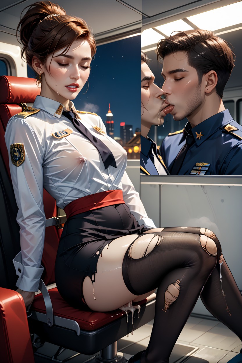 Restrained, See Tip Of Penis, Puddle Of Cum Hentai AI Porn