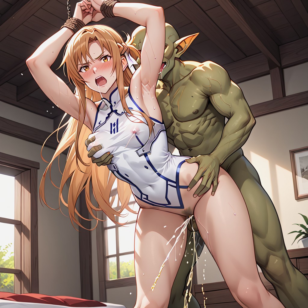 Goblin Grab Ass, Hands On Back Head, Breast Exposed Hentai IA