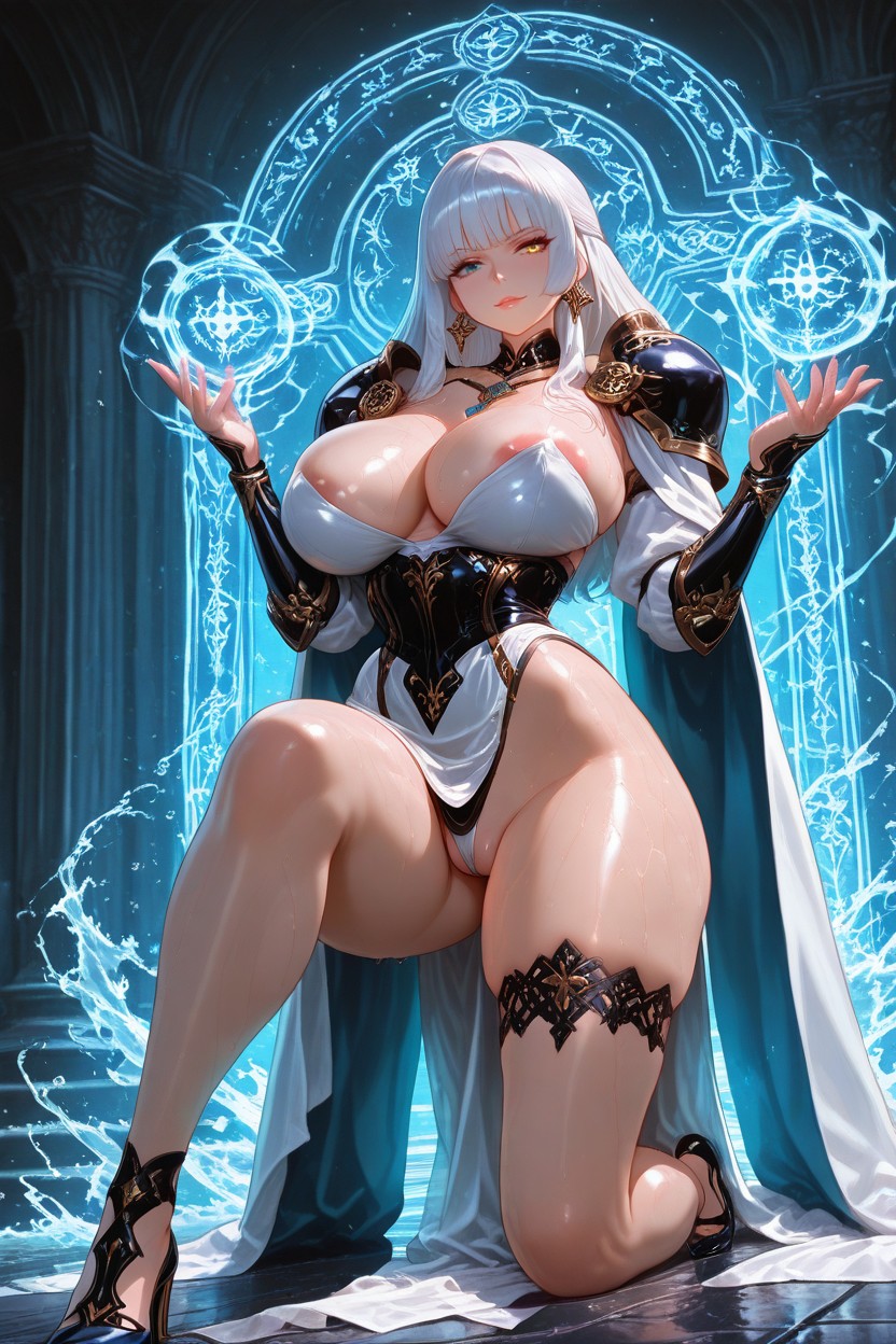 Restrained Neckline, Sculpted Silhouette, Anime-style Illustration Hentai IA