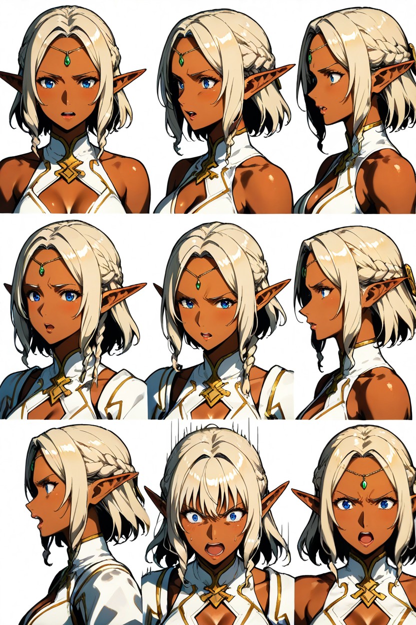 Dark Skin Elf, Faces Volumetric Lighting, Pechos Pequeños Hentai IA
