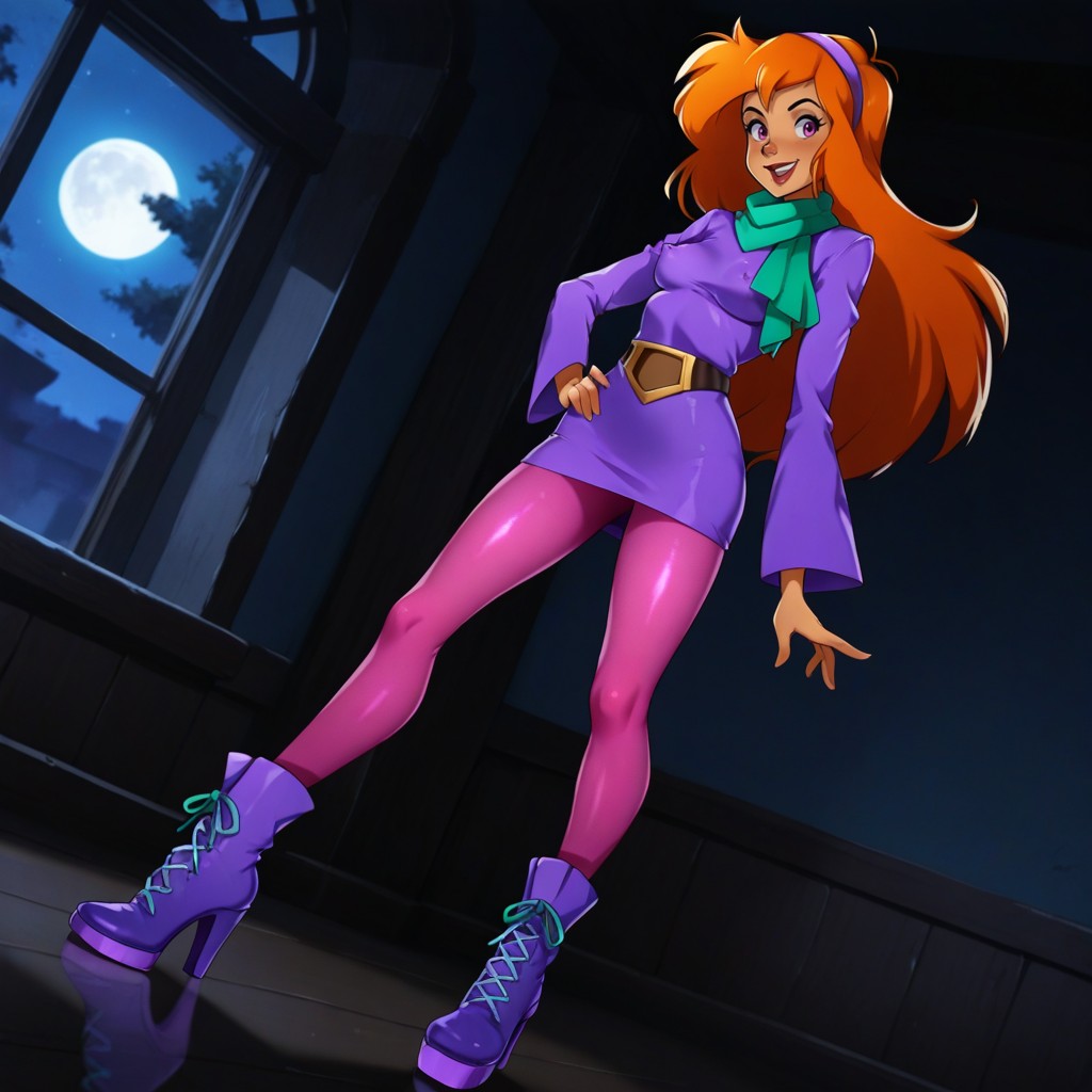 Moon Light Through Massive Spooky Windows, Body, Long Sleeves Hentai AI Porn