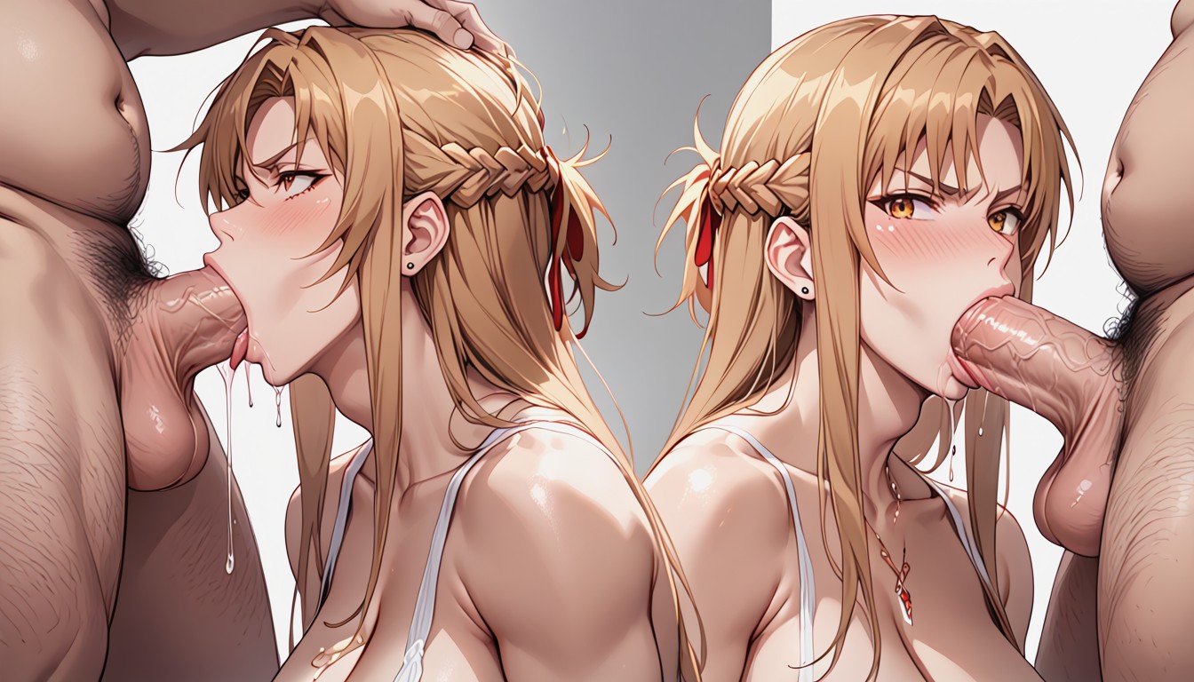 Blowjob, Grabbing Hair, Hyper Cock Must Be Balld Deep Inside Her Mouth Hentai AI Porn