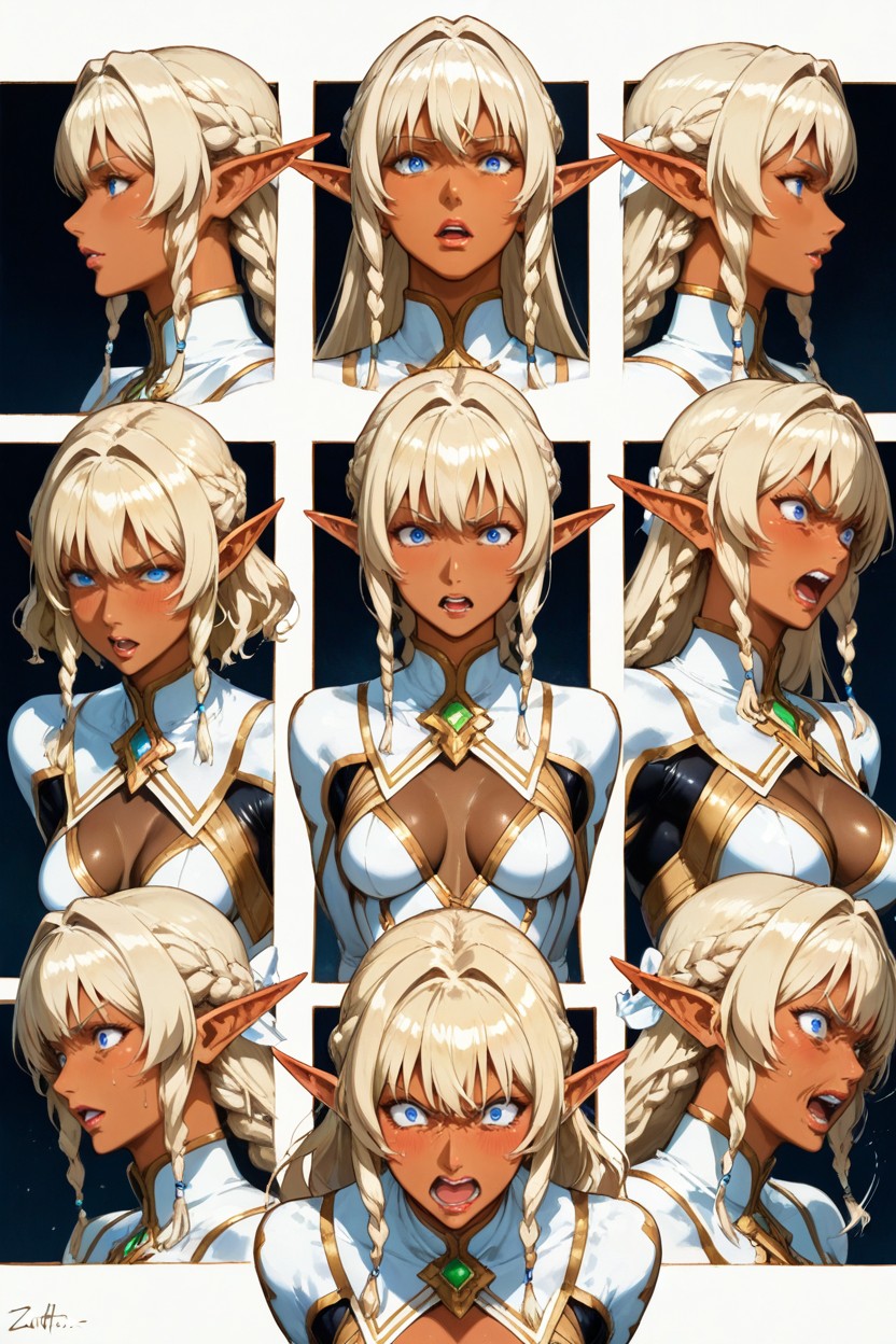Consistent Facial Features, Blue Eyes, Three Quarter View Hentai AI Porn