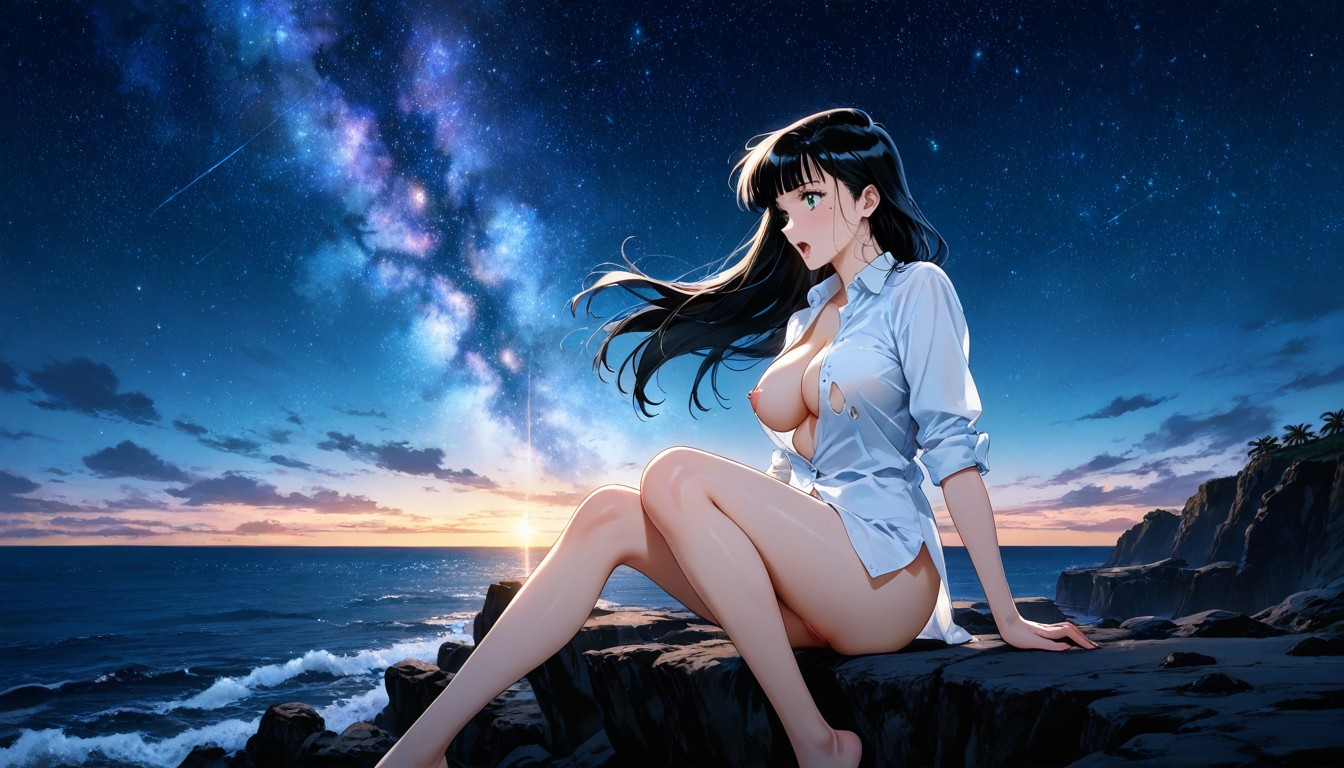 Amazed Expression, Alone In Deserted Tropical Island, 18+ Hentai AI Porn