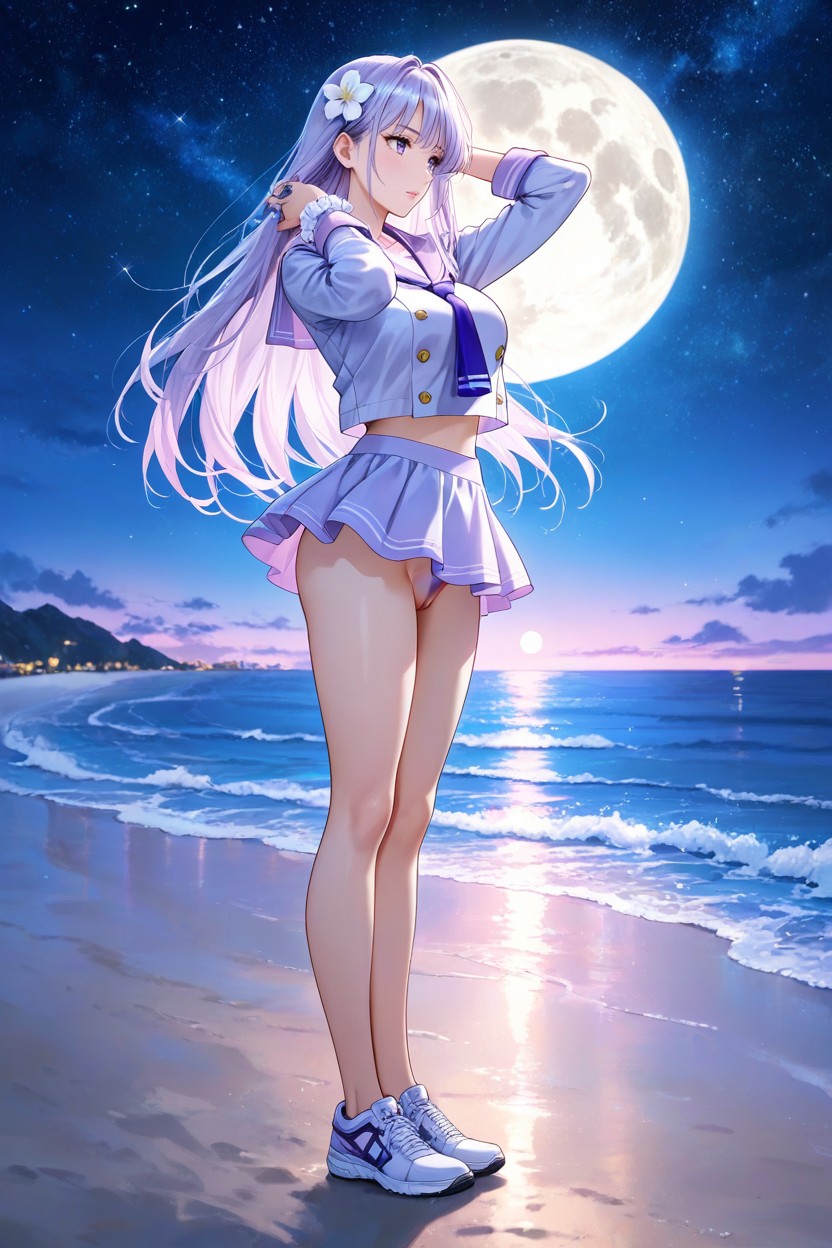 Night, Sailor Uniform, Pubic Hair Hentai AI Porn