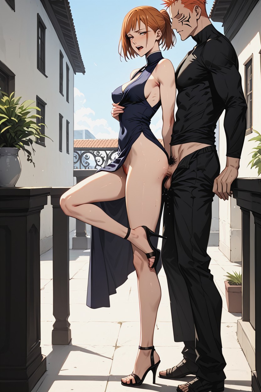 Full Body Shot, Biting Lip, Nobara Kugisaki From Jujutsu Kaisen Hentai AI Porn