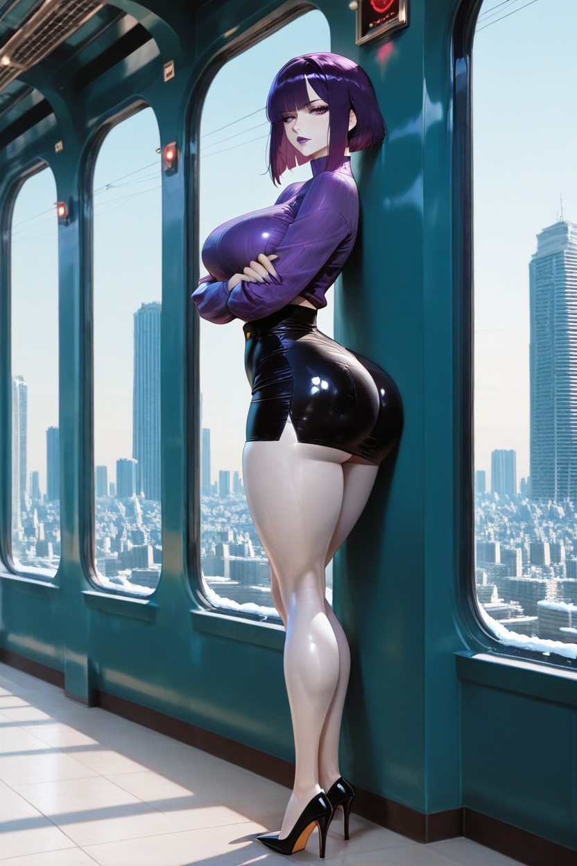 Side View, Wide Perfect Hips, Thick Thighs Hentai AI Porn