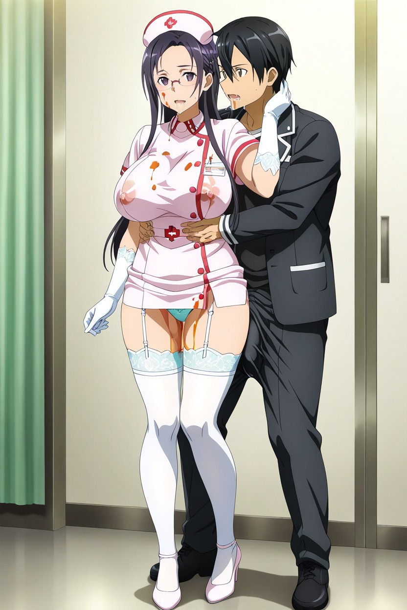 Skirt, Huge Cock, Glasses Hentai AI Porn