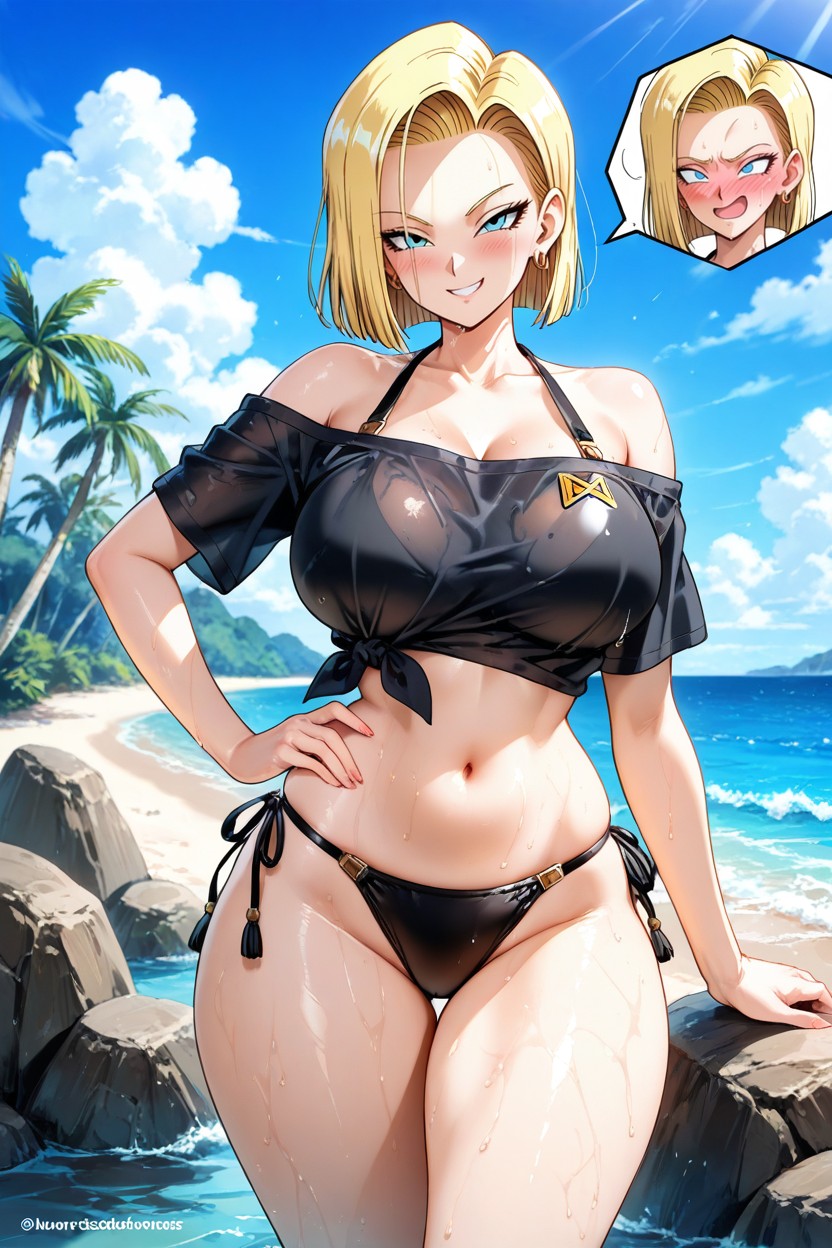 Black Bikini, Looking At The Viewer, Blue Eyes Hentai AI Porn