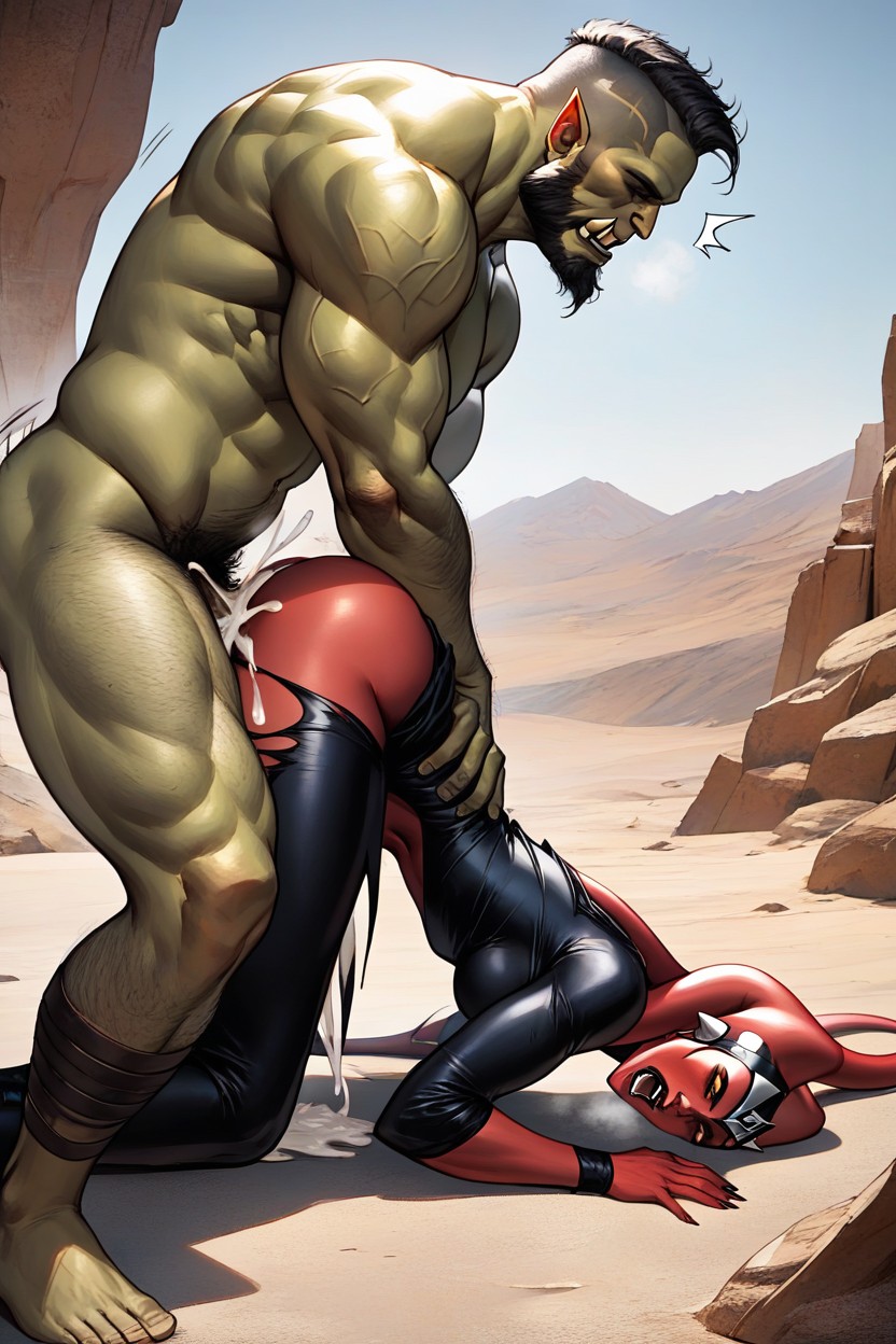 Old Muscular Orc, Long Neck Woman, Rough Sex Hentai AI Porn