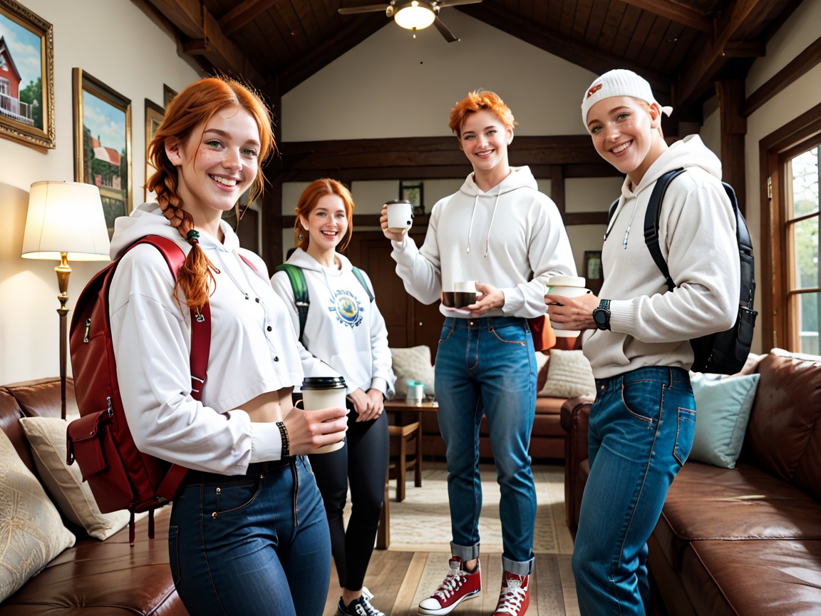 Clothed Men Drinking Coffee, Cameltoe, 18+ Hentai AI Porn