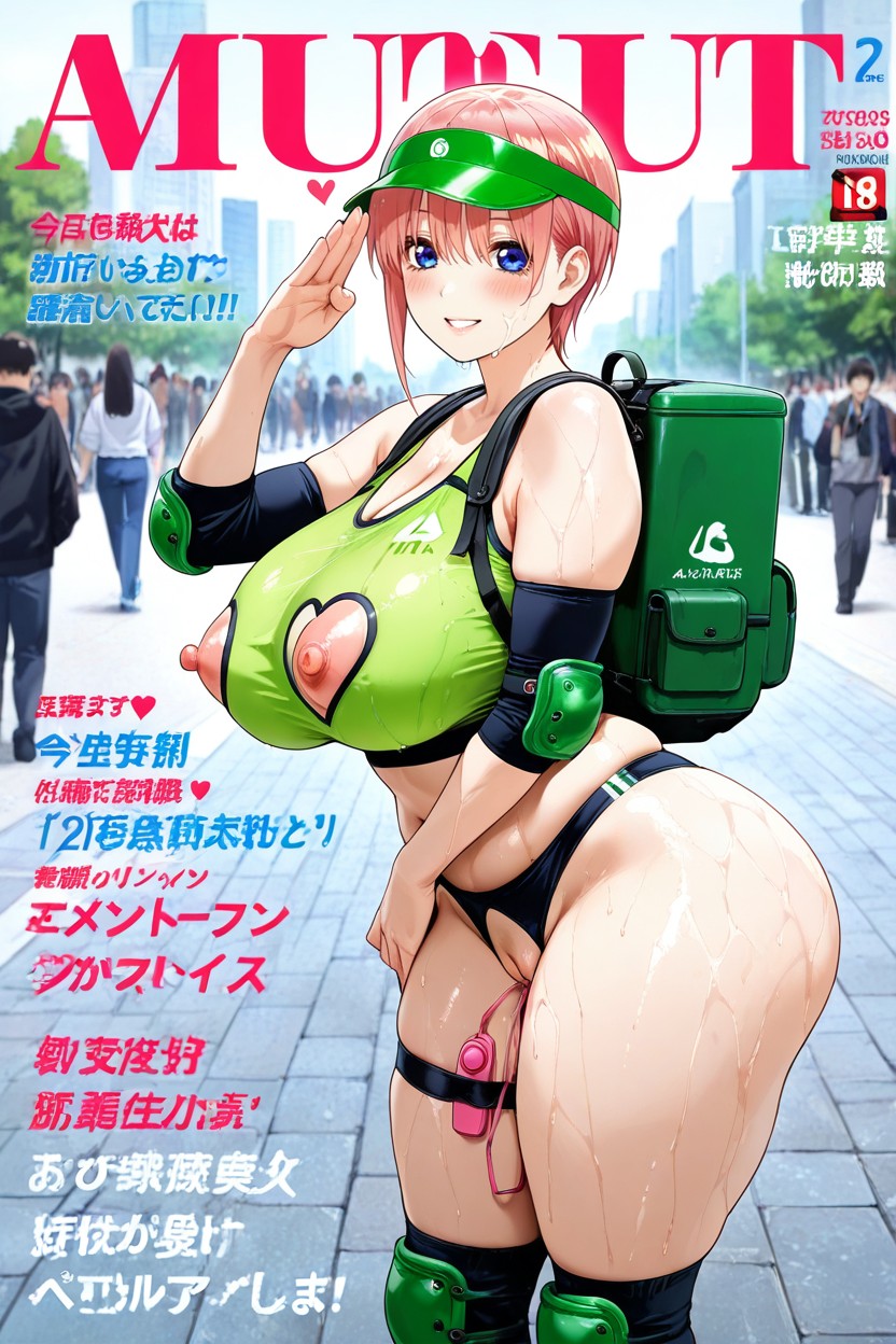 Blue Eyes, Happy, Standing Slightly Bend Forward Hentai AI Porn