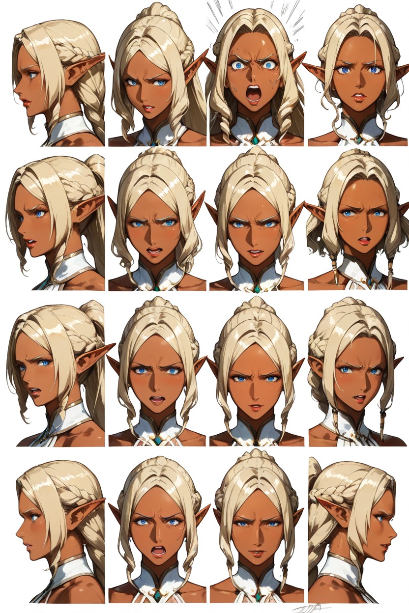 Faces Volumetric Lighting, Gold, Dark Skin Elf Hentai AI Porn