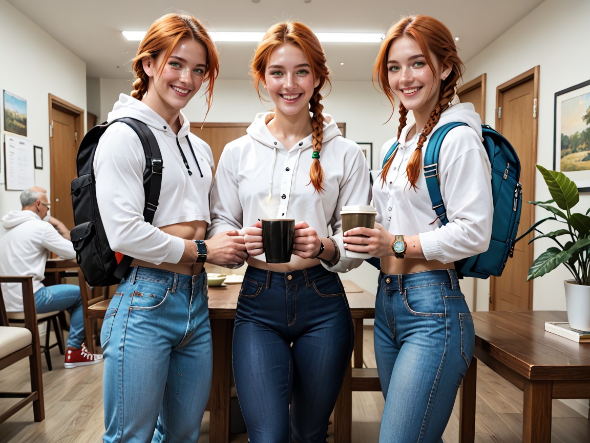 Natural Look, Clothed Men Drinking Coffee, 18+ Hentai AI Porn