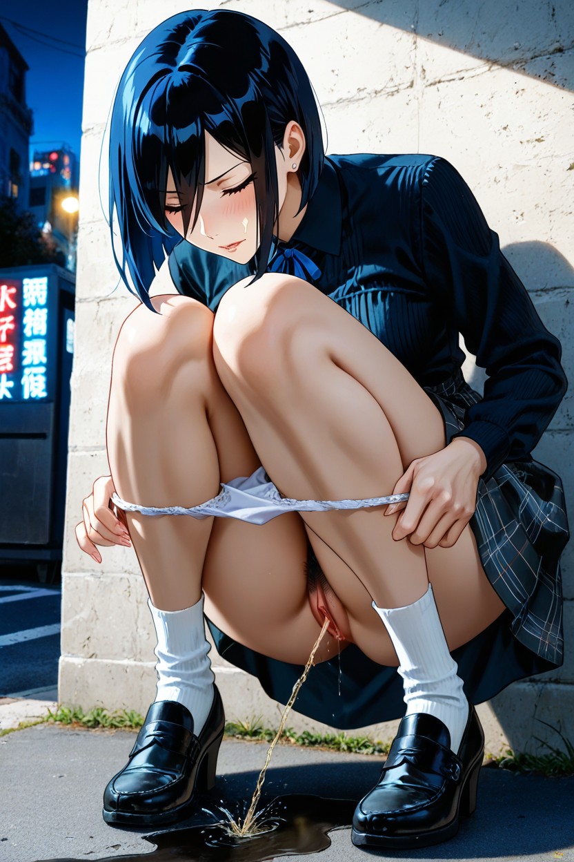 Accurate Haircut, Noir, Dripping Urine From Pussy Hentai IA