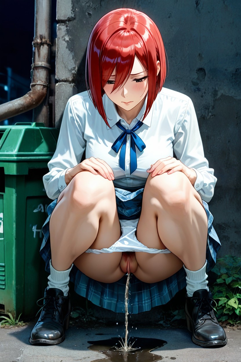 Night Ambience, Upskirt, Gets Up From A Squatting Position Hentai AI Porn