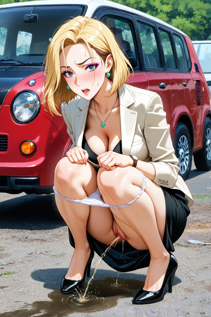 Roadside, Looking At The Viewer, Constipated Hentai AI Porn