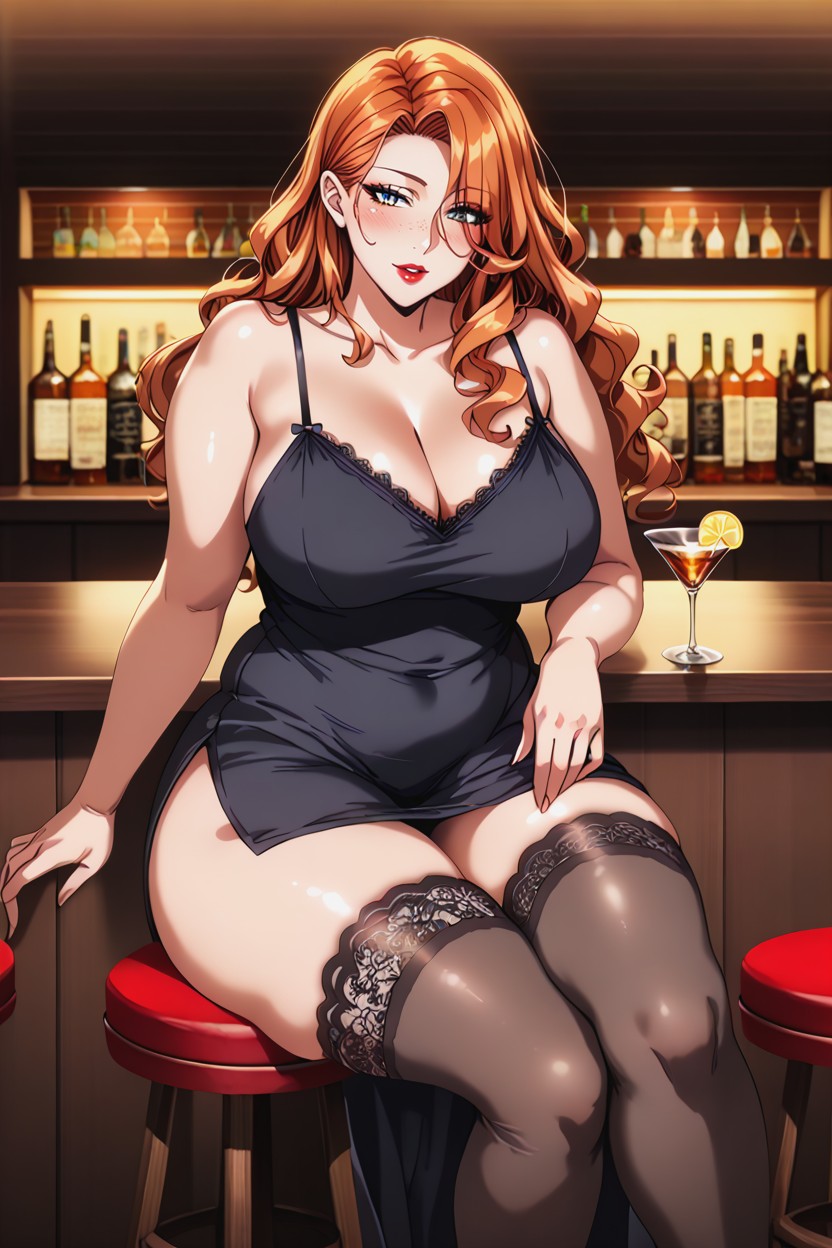 Spaghetti Straps, Warm Amber Glow, Blushing Cheeks Hentai AI Porn