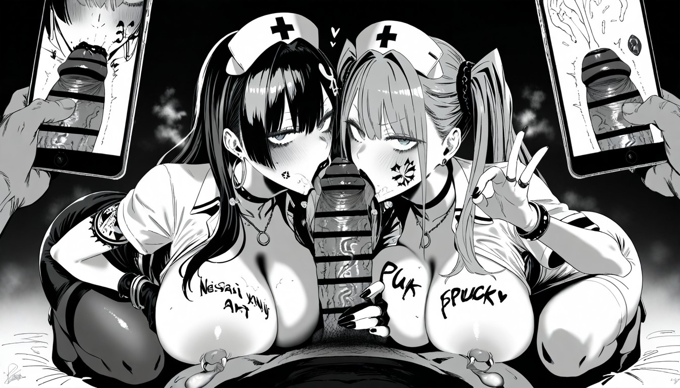 Excessive Cumshots, Pulling Foreskin With Lips, Black Background Hentai AI Porn