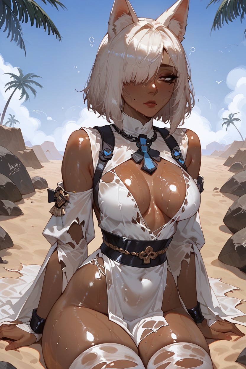 Feminine, Dark Skin, Medium Breasts Hentai AI Porn