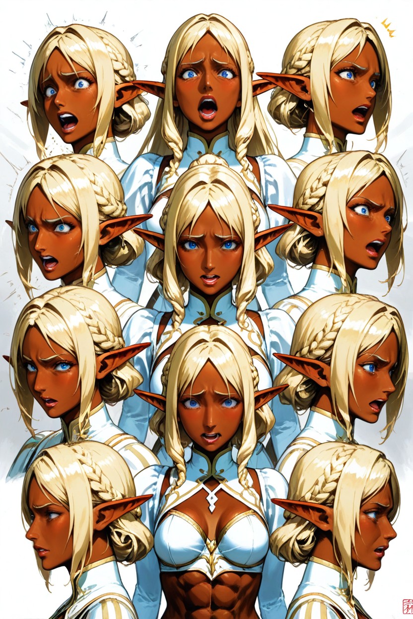 A Series Of Semi-portrait Images, Motion Lines, Full Lips Hentai IA