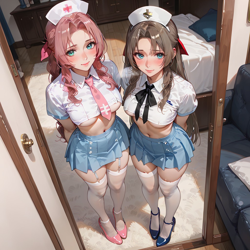 Low Twin Tails, Light Blue Eyes, Close Up View Hentai AI Porn