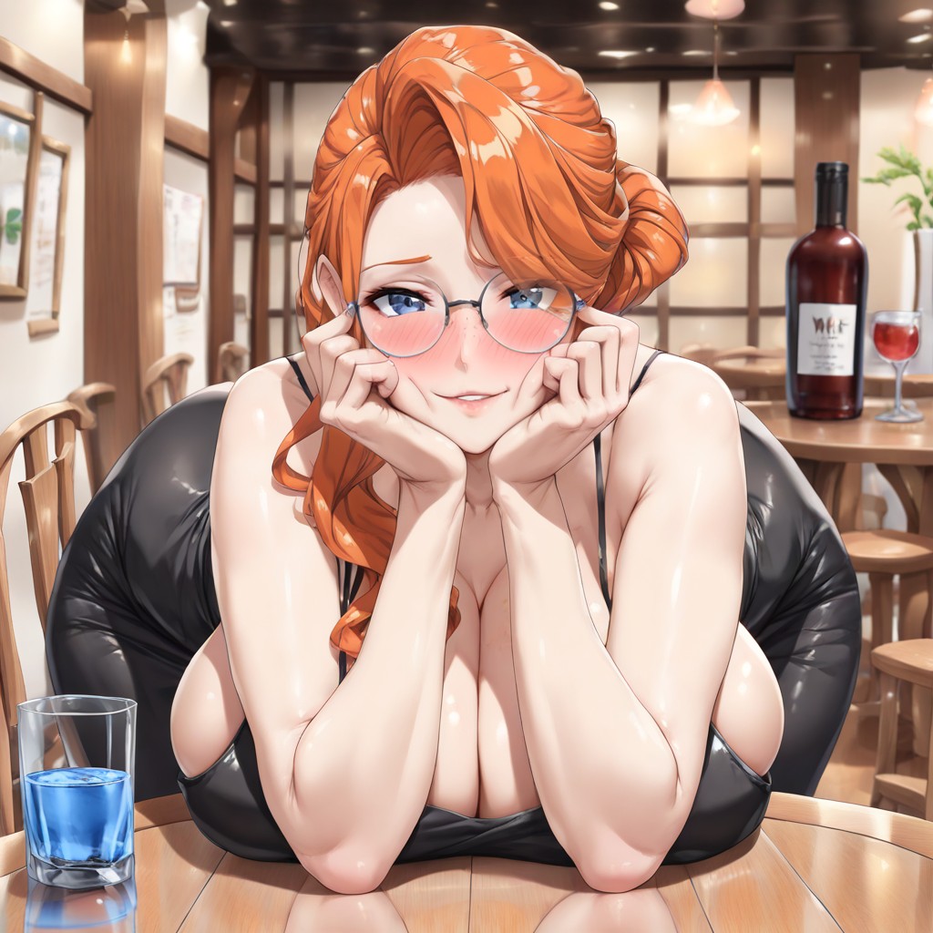 Lower Part Of The Body Is Hidden Under The Table, Milf, 18+ Hentai AI Porn
