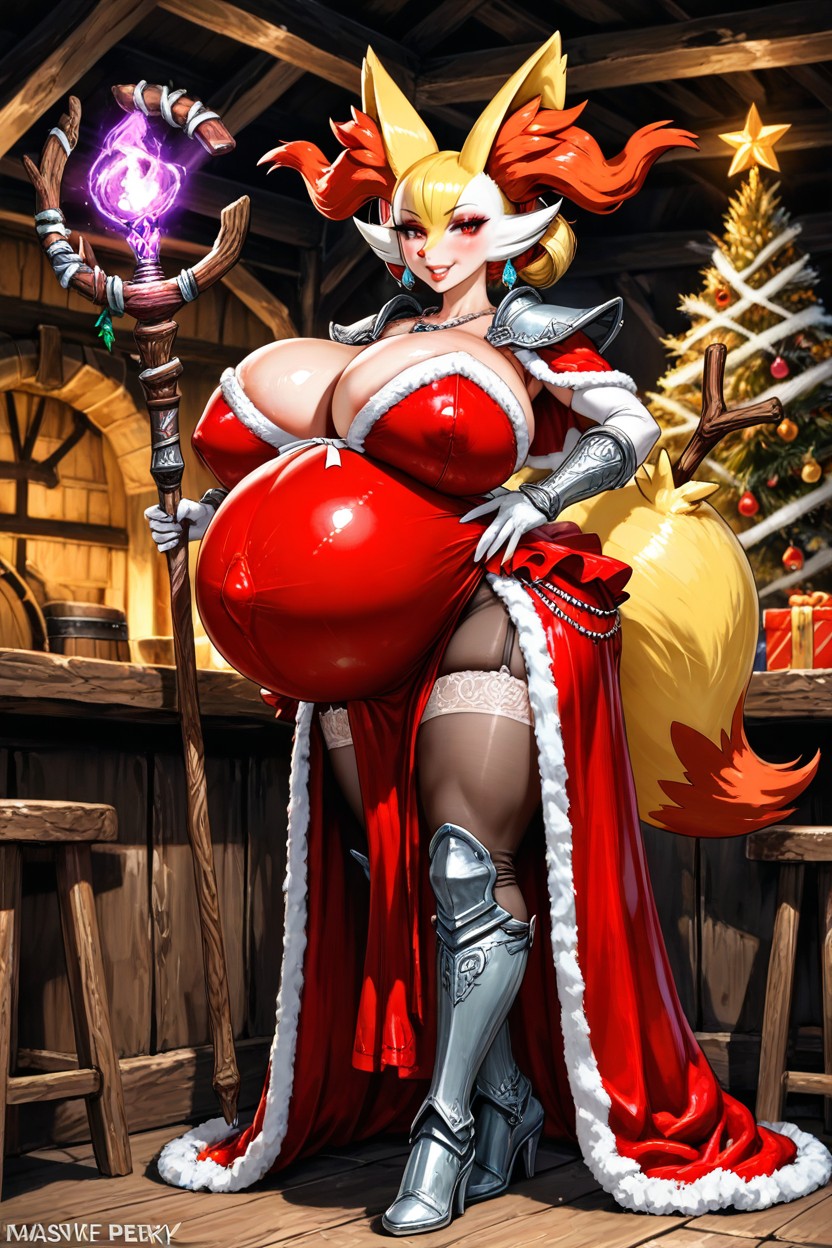 Smile, Christmas, Gigantic Fake Bimbo Boobs Hentai IA