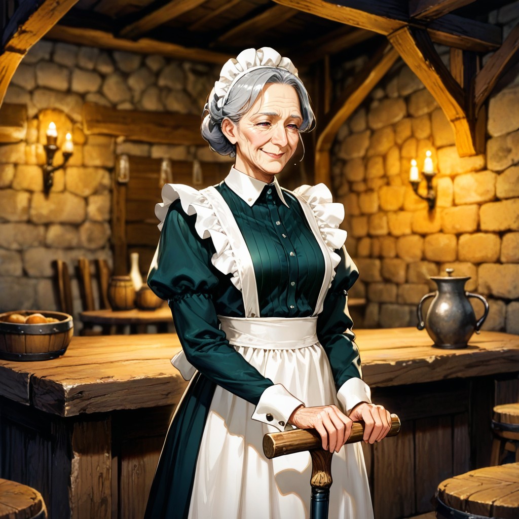Candlelit Tavern Interior, Small Breasts, Kind Eyes Hentai AI Porn