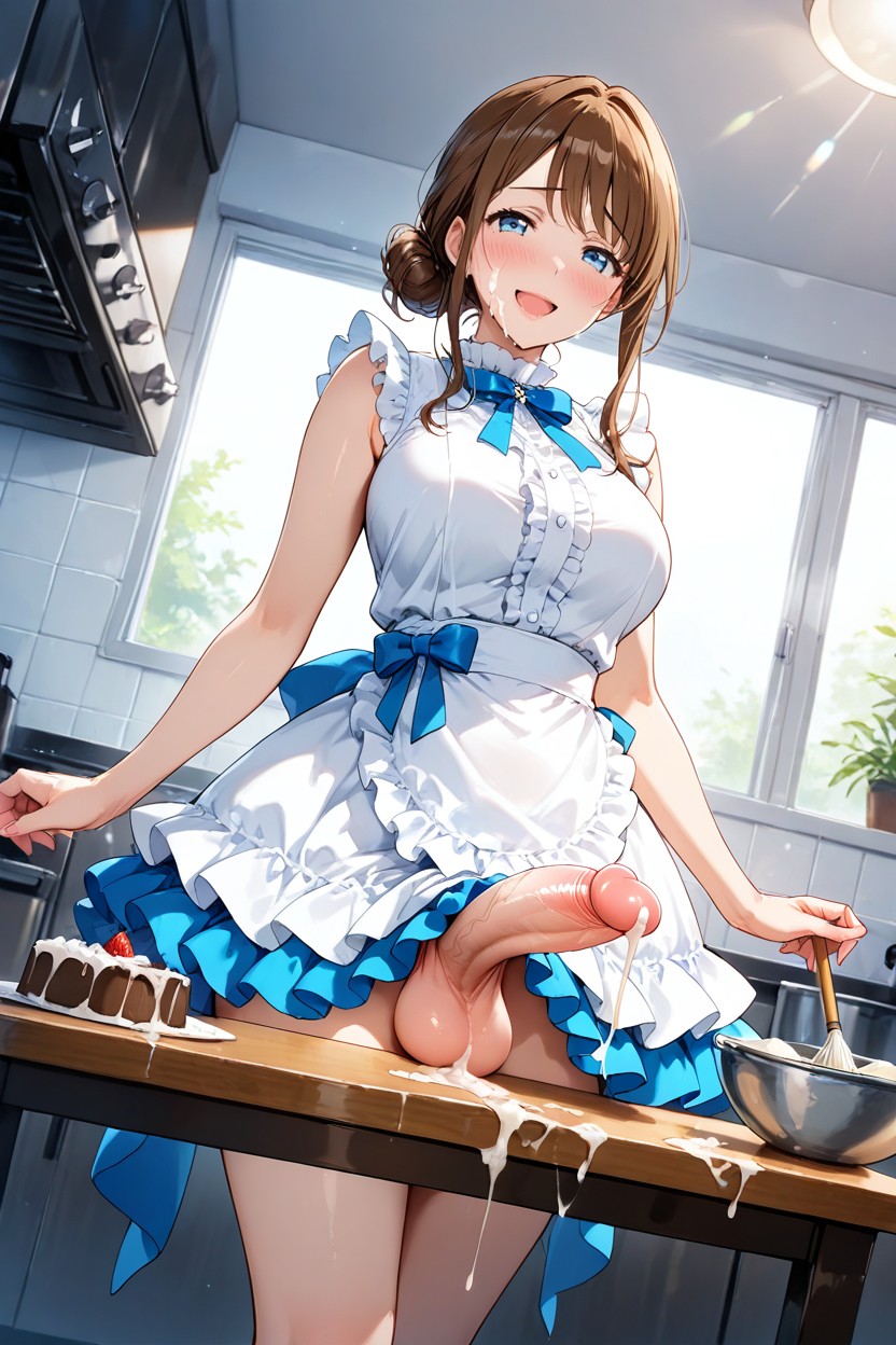Detailed, Bare Waist, Hole Cake On Table Hentai AI Porn