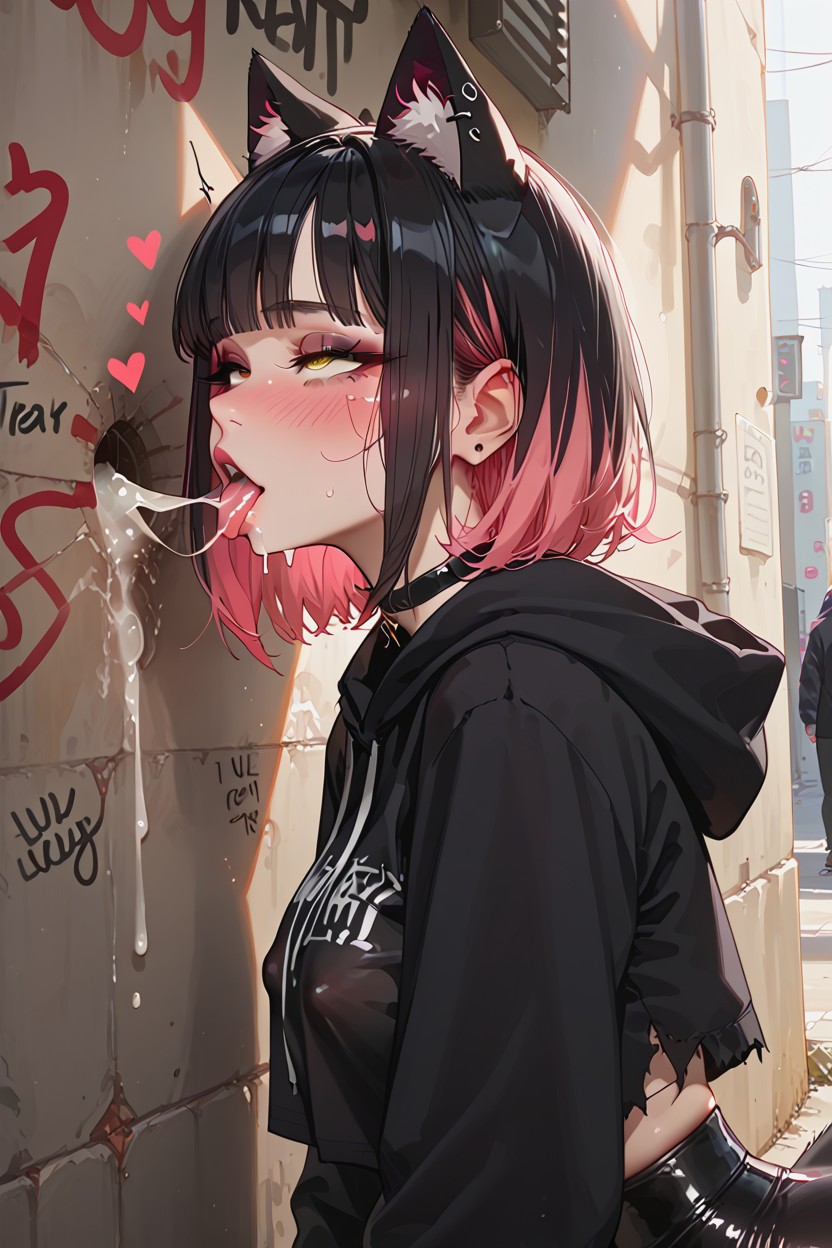 Cum Overflow, Black Ears, Colorful Graffiti Porno IA Hentai
