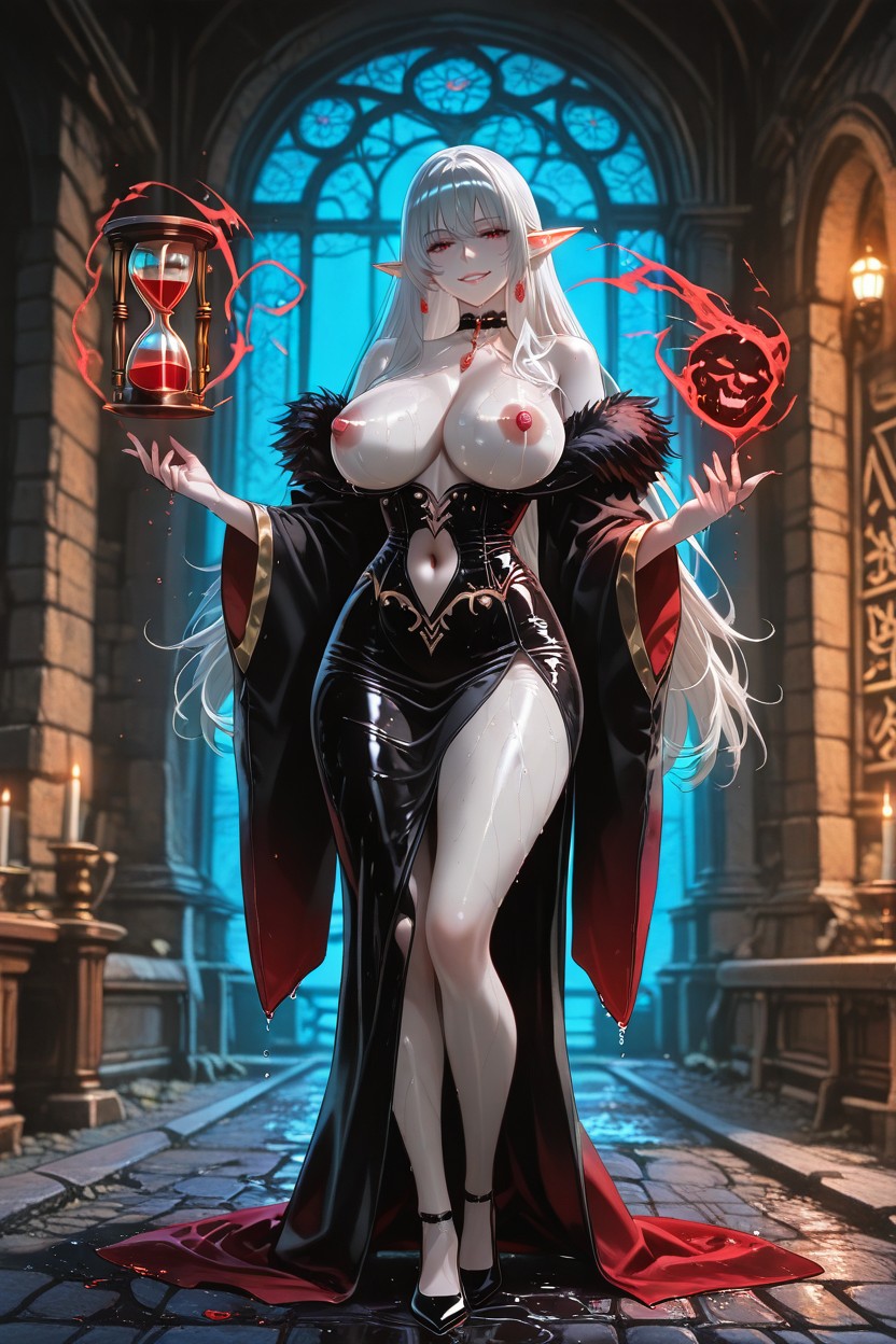 25+, Evil Grin, Skirt Slit And Pulled To The Side Hentai AI Porn