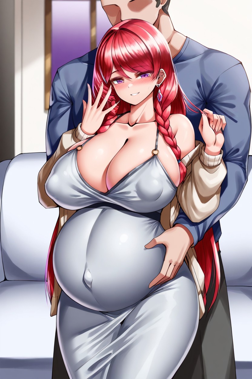 Holding, Grabbing Her Big Pregnant Belly, Volupté Porno IA Hentai