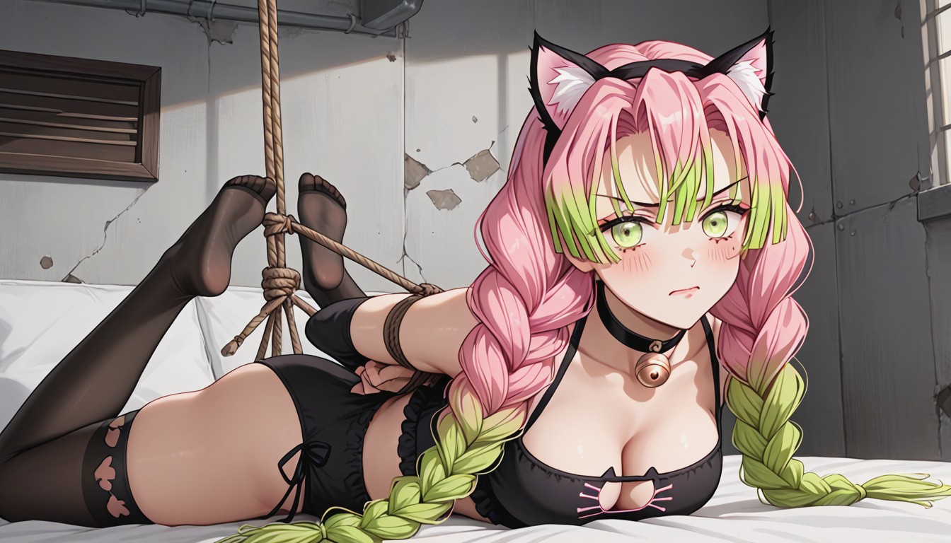 Room, Two Side Braids, Anime Style Porno IA Hentai