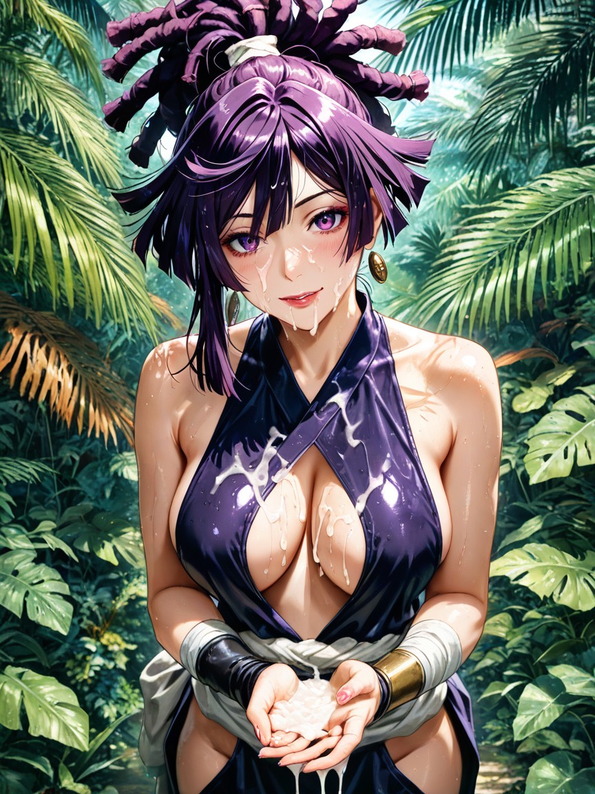 Soaked Body, Walking Through Jungle, Close Up View Hentai AI Porn