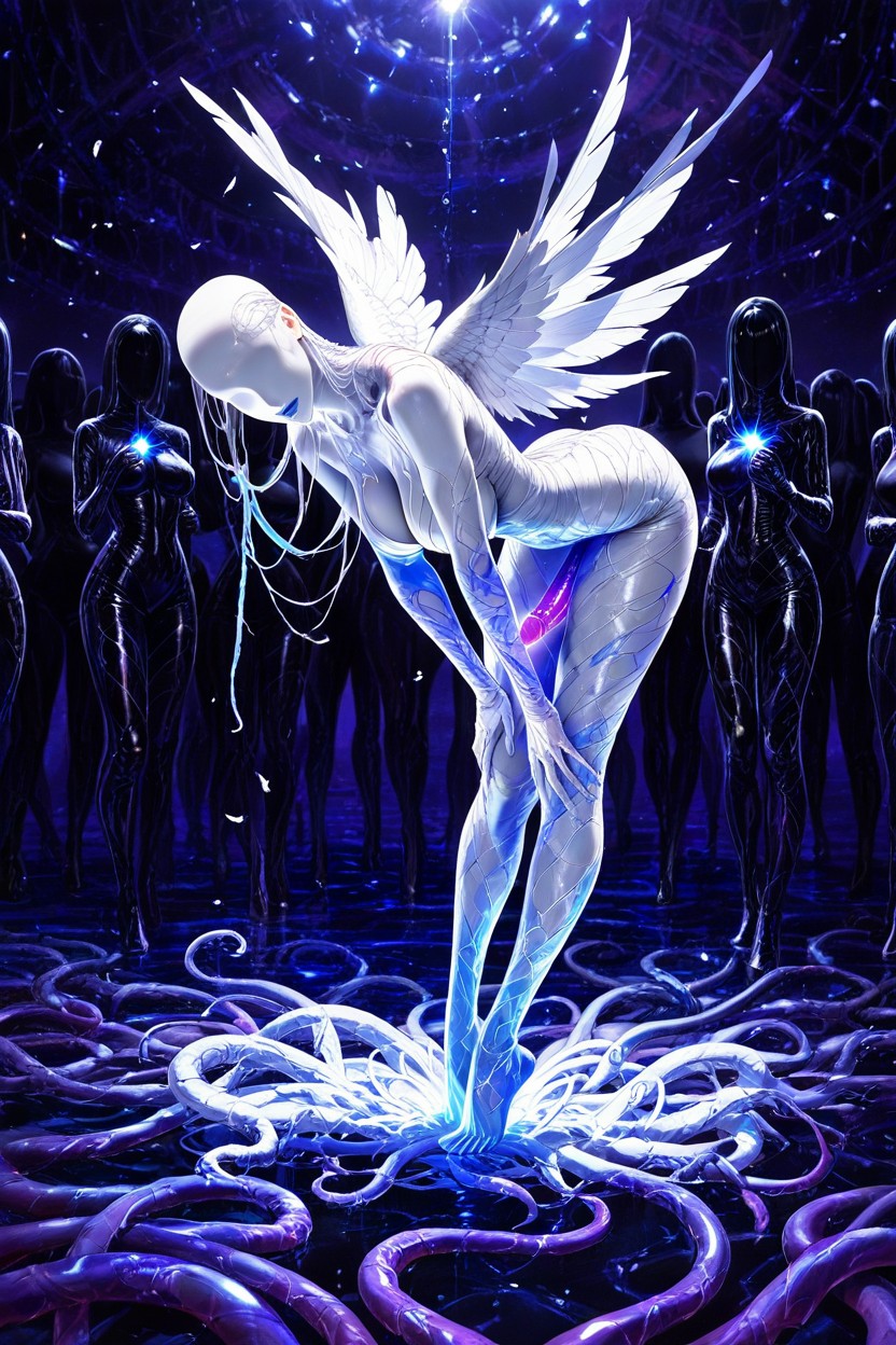 18+, Neck, A Super-realistic Faceless Pure White Alien Angel Hentai AI Porn