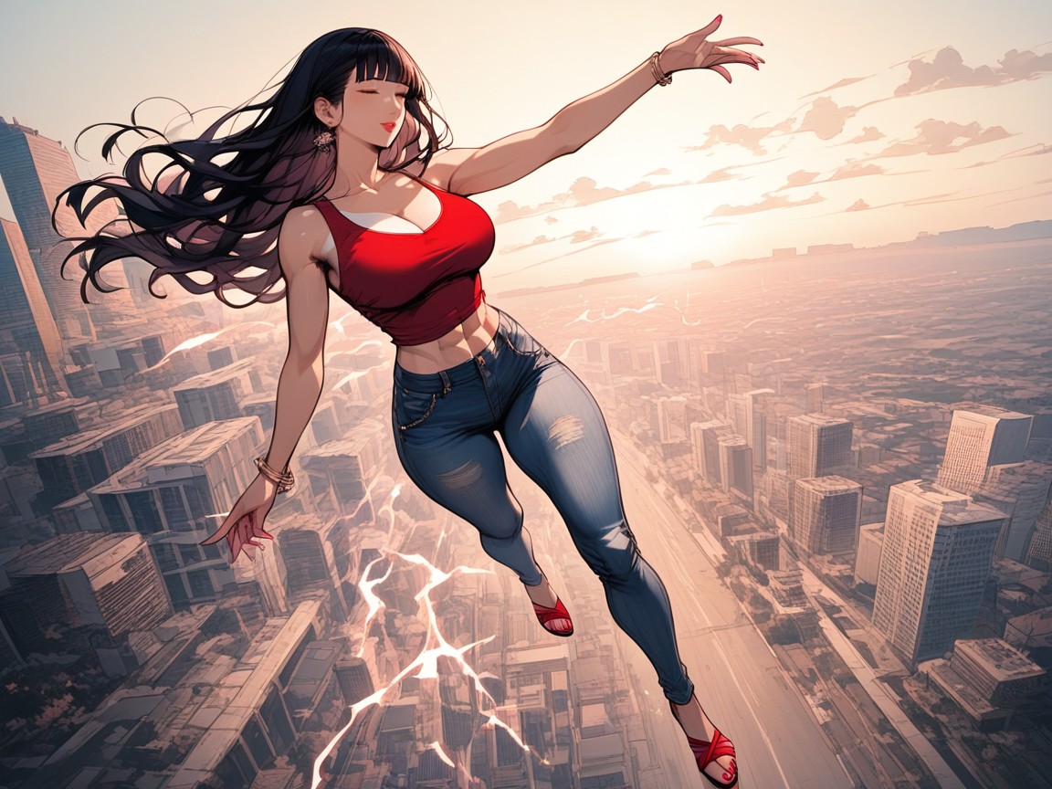 Wearing A Tight Red Singlet, Wind In Hair, Fit Hentai AI Porn
