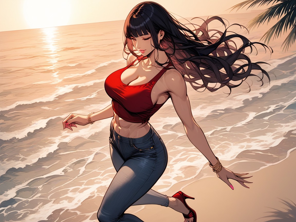 Palm Trees, Wide Angle, Sunny Hentai AI Porn