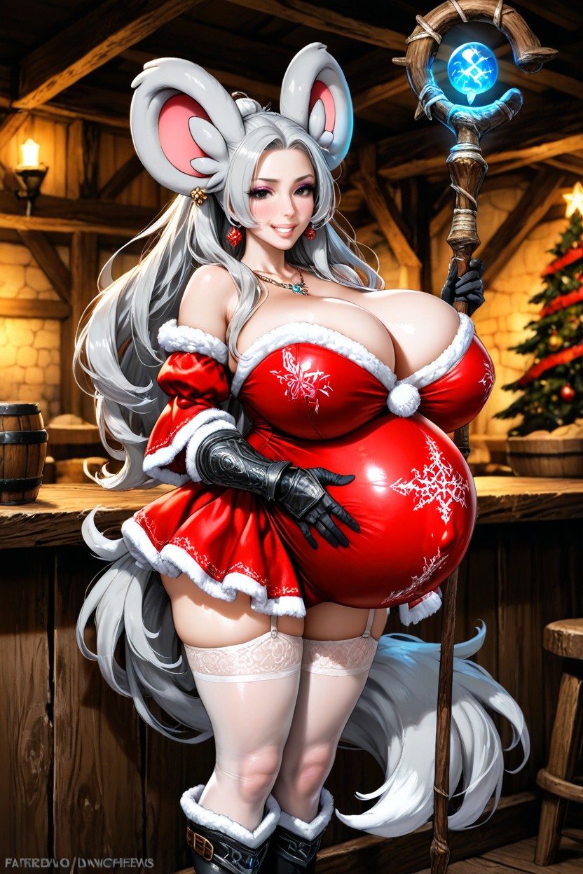 Necklace, White Lace Stockings, Magic Staff Hentai AI Porn